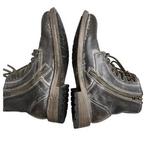 FREEBIRD By Steven LIVERPOOL Lace Up Distressed BLACK Leather BOOTS  Size 9